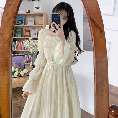 taobao agent Long skirt, dress, for plus size ladies, french style, 2023 collection, autumn