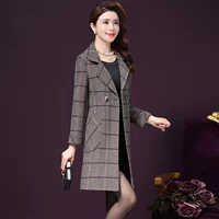 Áo len lông cừu kẻ sọc nữ dài phiên bản Hàn Quốc của mùa thu đông 2018 mẫu áo khoác len nữ cao cấp áo khoác jean nữ