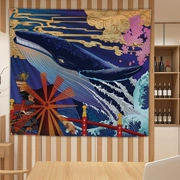 Nhật Bản ukiyo-e theo kiểu Nhật thảm thêu vải nền vải lưới treo ins đỏ tường phòng khách phòng ngủ vải giường ghế - Tapestry