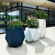 Mall khách sạn vẻ đẹp Chen kính thép chậu hoa hình thoi hoa ngoài trời màu xanh lá cây trang trí hình học đồ trang trí sàn bình lớn - Vase / Bồn hoa & Kệ