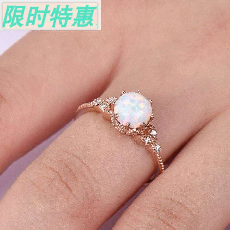Hot style moonlight stone set with diamond small ring