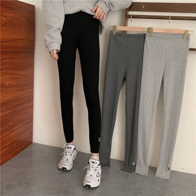 taobao agent Large size women's gray leggings Female wearing autumn and winter new fat mm stabilized tight -fitting thin waist high -waist elastic pants