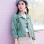 Áo khoác ngắn denim nữ sinh viên Hàn Quốc phiên bản 2019 mới mùa xuân áo sơ mi nữ mùa thu buông thả trắng hoang dã - Áo khoác ngắn áo phao lông vũ nữ
