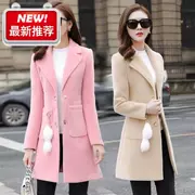 Áo khoác len nữ J dài phần xuân hè 2019 áo khoác len nữ mới phiên bản Hàn Quốc của phong cách thời trang nữ Slim - Trung bình và dài Coat
