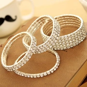 Phụ kiện thời trang Hàn Quốc Hàng đôi kim cương đầy đủ dát đơn hàng thun đàn hồi rhinestone vòng đeo tay nữ siêu sáng bóng