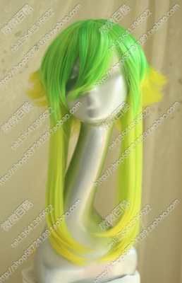 taobao agent Original cosplay wig Vocaloid Gumi Mountain Camellia Light Green Gradient High temperature silk anime wig