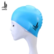 Sanqi thời trang mũ bơi silicone không thấm nước chuyên nghiệp thể thao dành cho người lớn tóc dài không thấm nước unisex bảo vệ tai thiết bị bơi - Mũ bơi