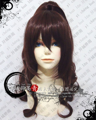 taobao agent [Qingko COS wig] Dark brown curls, single ponytail pocket pocket monster black and white heroine Tasako Hilda