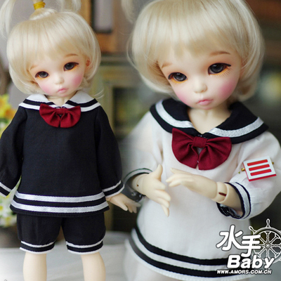 taobao agent AMORS brand set BJD6 -point baby clothing wetwear clothing SD doll clothing sailor service long -sleeved men's model
