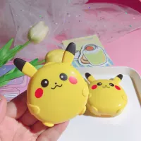 Cartoon phong cách sáng tạo anime dễ thương Pikachu nhỏ gọn hộp làm đẹp cầm tay cận thị kính áp tròng chăm sóc - Kính râm kính mắt thời trang