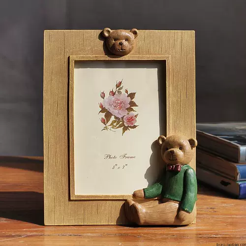 Милая фоторамка, мультяшная окрашенная смола, украшение, 8 дюймов, с медвежатами, подарок на день рождения