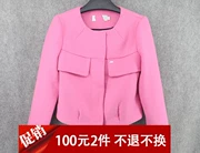 Giảm giá thương hiệu của phụ nữ cắt tiêu chuẩn màu rắn ngắn vòng cổ hồng hồng áo len
