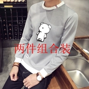 2018 người đàn ông mới của áo len mùa thu mỏng dài tay T-Shirt thanh niên Hàn Quốc phiên bản của vòng cổ áo sơ mi xu hướng áo khoác