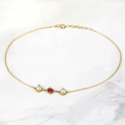 Nhà thiết kế Đài Loan [Spoiled Brat] Versailles tráng miệng ngọc trai tự nhiên ruby ​​Anklet Spot - Vòng chân