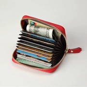 Thẻ da gói thời trang dây kéo chủ thẻ nữ chủ thẻ nam thẻ gói ngân hàng thẻ tín dụng leather coin purse chủ thẻ