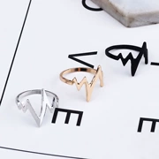 Thời trang Hàn Quốc cá tính 韶 nhẫn hợp kim mới sáng tạo màu tím ECG nhẫn đôi quà tặng ngày Valentine - Nhẫn