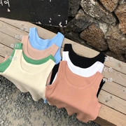 2018 mùa hè mỏng giảm béo màu rắn dệt kim sling vest bên ngoài mặc nữ Hàn Quốc giản dị hoang dã không tay áo