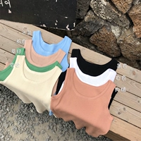 2018 mùa hè mỏng giảm béo màu rắn dệt kim sling vest bên ngoài mặc nữ Hàn Quốc giản dị hoang dã không tay áo áo khoác jean nữ