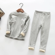 Bộ đồ lót trẻ em nhiệt cho bé trai và bé gái bằng cotton cộng với quần nhung dày mùa thu cho bé Bộ đồ ngủ mùa đông 18