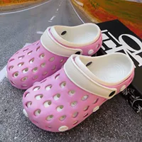 Летние тапочки в стиле Crocs для отдыха, босоножки в форме капли, дышащая универсальная пляжная обувь, в корейском стиле, мягкая подошва
