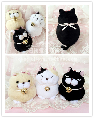 taobao agent Japanese backpack pendant black bean beard cat bell, cat, beard, a pile of cat steamed cat plush toy doll