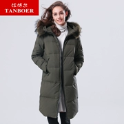 Tambor down áo khoác nữ mùa thu đông mới áo trùm đầu lông cổ áo thời trang áo dài mỏng áo ấm TB17678