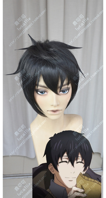 taobao agent Full -time master Ye Xiujun Mo laughs black fluffy oblique triangle short hair cos wig