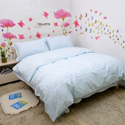 Miễn phí vận chuyển nóng hoa màu xanh tấm vải chăn bông doanh nghiệp giường tươi gối đơn III gia đình bốn - Khăn trải giường