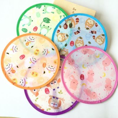 taobao agent [Wafeng] Exit Japanese small animals folding round fan portable raccoonless cat/cat/frog/owl