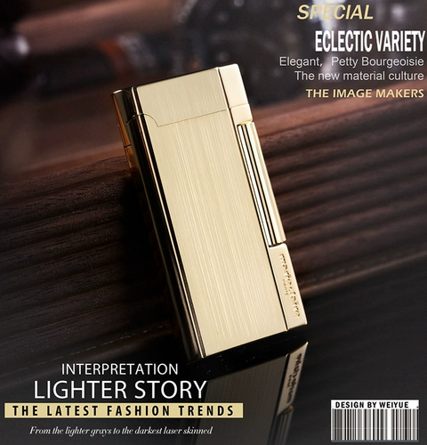 Японская оригинальная импортная медная металлическая ультратонкая классическая золотая зажигалка подходит для мужчин и женщин