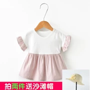 Hợp thời trang mùa hè cô gái 1 ~ 6 tuổi cotton nước ngoài khí T-Shirt trẻ em Hàn Quốc phiên bản của màu rắn hoang dã nữ kho báu ngắn tay búp bê áo sơ mi