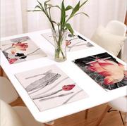 Trung quốc phong cách lotus cotton linen nơi mat dày non-slip cao su điểm placemat bảng mat cách nhiệt pad có thể giặt