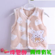 Vest sơ sinh dày lông cừu san hô mùa xuân ấm áp nam và nữ bé cộng với áo vest cotton trẻ em