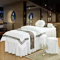 缇 妃 Beauty salon SPA mới vẻ đẹp màu trắng cotton bốn mảnh cao cấp giường massage thân thiện với da trải giường cover bộ ga giường spa