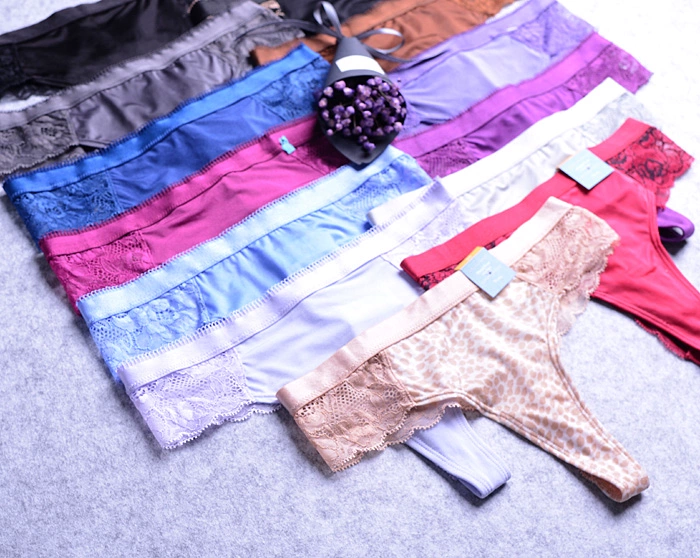 SY-5 Mùa hè Châu Âu và Mỹ Nhiều màu Sữa lạnh mượt mà Thưởng thức ren Thấp eo Sexy T-Pants Thong - G-string