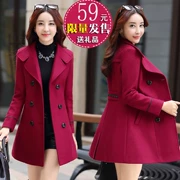 Áo khoác lông mùa thu và mùa đông cho phụ nữ 30 - 35 tuổi Phiên bản Hàn Quốc của váy thắt lưng bằng len