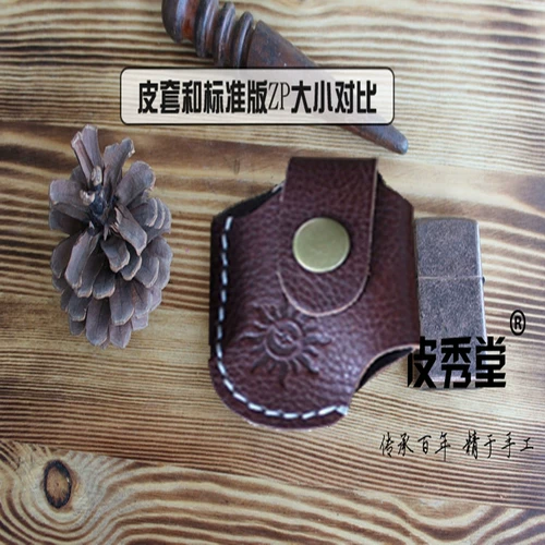 Зажигалка, кожаный чехол ручной работы, воловья кожа, из натуральной кожи