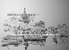 Контурный рисунок 买家定制 照片速写 风景速写