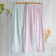 New cotton pajama quần nữ trung niên mỏng dệt kim cotton pajama quần quần cộng với phân bón để tăng điều hòa không khí quần nhà quần mùa hè phụ nữ