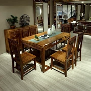 Gỗ gụ nội thất mới Trung Quốc bàn ăn gỗ rắn một bàn sáu ghế nhím gỗ hồng mộc hiện đại Trung Quốc rắn vuông bàn ghế - Bộ đồ nội thất