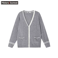 Áo len cardigan thứ hai métbonwe Áo len nam mùa thu cơ bản thoải mái Áo khoác cardigan cơ bản áo da nam