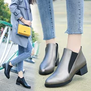 Giày mùa thu mới của Hàn Quốc 2018 với đôi bốt ngắn dày và nhọn Martin đôi giày nữ mùa thu hoang dã