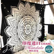 Mandala Mandala hangcloth Ấn Độ thủ công khăn trải giường khăn trải bàn màu đen và trắng hoa yoga thảm tấm thảm nhà