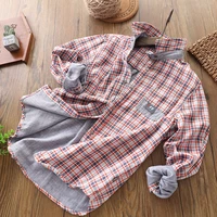 Mùa thu trẻ em gạc áo dài tay chạm đáy áo sơ mi bé trai áo cotton kẻ sọc hai lớp - Áo sơ mi bexinhshop shop