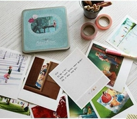 Милая открытка, карточки, жестяная коробка, Южная Корея, ручная роспись, 15 штук в упаковке
