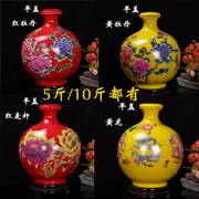 Khuyến mãi 5 kg 10 kg Jingdezhen gốm rượu jar con dấu đỏ năm pound mười pounds gốm rượu jar bình rượu