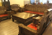 Yuda nội thất gỗ gụ đồ nội thất gỗ gụ sofa cánh gà sofa gỗ đầu voi sofa năm mảnh mười bộ cung cấp đặc biệt - Bộ đồ nội thất