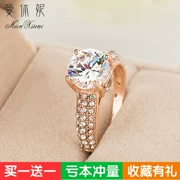 Man Hughes Rose Gold Full Diamond Zircon Ring Nữ Nhật Bản và Hàn Quốc Thời trang Sweet Live Ring Dị ứng Quà tặng