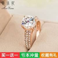 Man Hughes Rose Gold Full Diamond Zircon Ring Nữ Nhật Bản và Hàn Quốc Thời trang Sweet Live Ring Dị ứng Quà tặng nhẫn titan