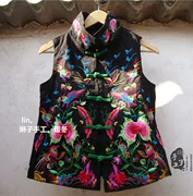 Áo vest khóa thêu Quốc gia cotton Trung Quốc vest vest mùa thu và mùa đông vest đứng cổ áo vest 8153